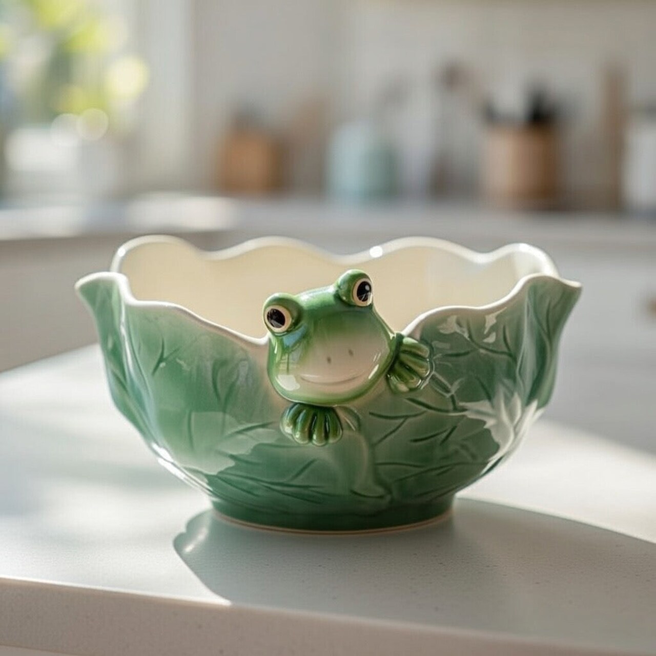 Ceramic Frog in Lily Pad Candy Bowl, Home Décor, Gift for Her, Mom, Spring Décor, Cottagecore, Nature Lover Gift